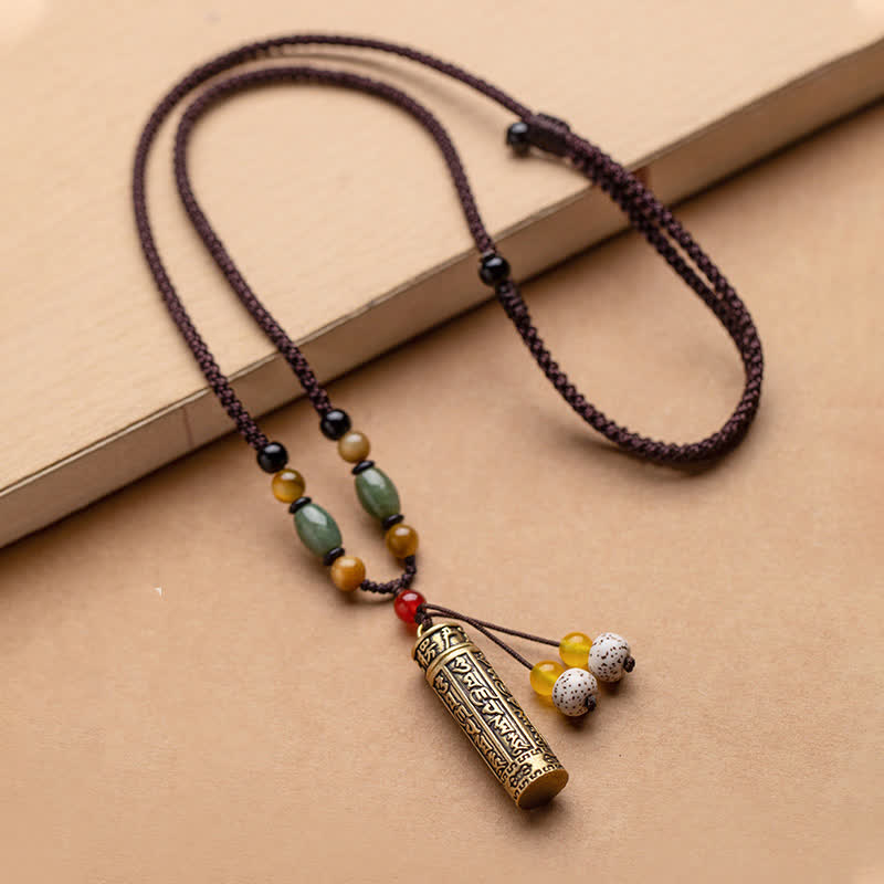 Anhänger Achat Om Mani Padme Hum Schutz Heilung Naturstein Kette