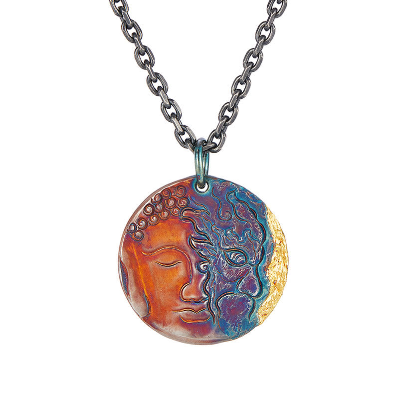 Buddha Kette Silber Anhänger Meditativ
