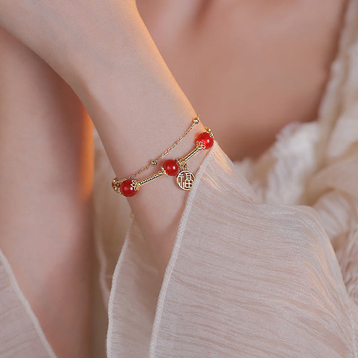 Armband Roter Achat Fu-Zeichen goldkette eleganter schmuck handgelenk