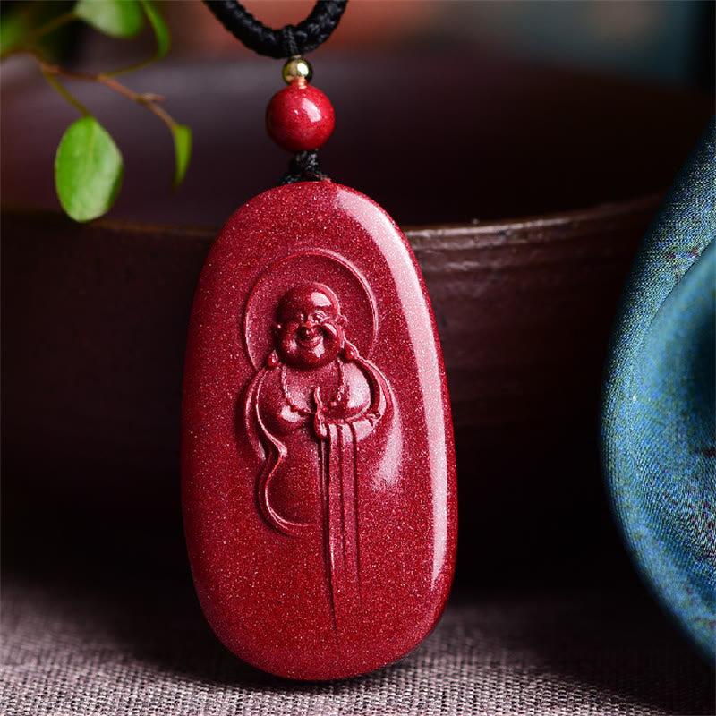 Anhänger Zinnober Buddha Segen Kette Rot