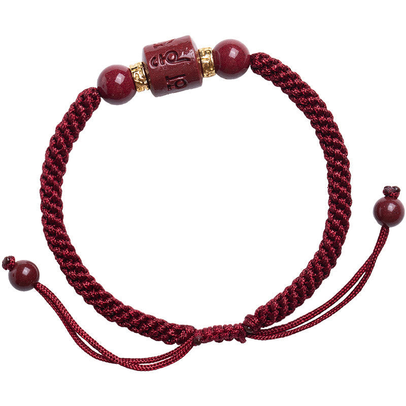 Armband Zinnober Rot - Mantra Gravur Geflochten