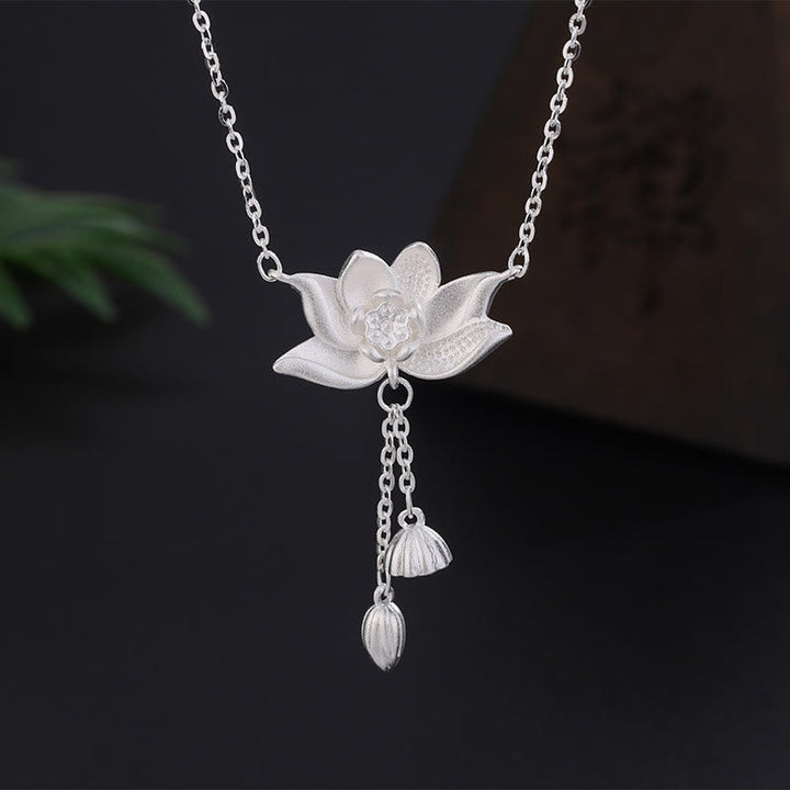 Kette Sterlingsilber Lotus Blume Erleuchtung Anhänger