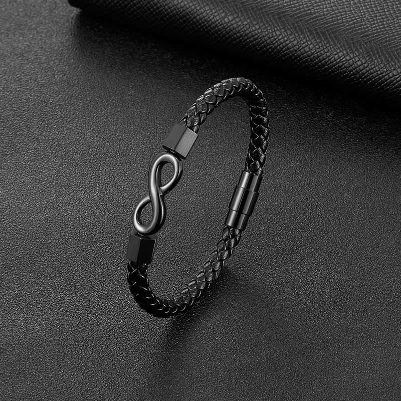 Armband Unendlicher Titanstahl Leder Balance
