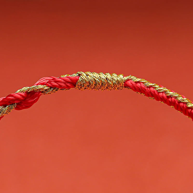 Rotes goldenes Armband Chinesisches Tierkreis Schutz elegant geflochten