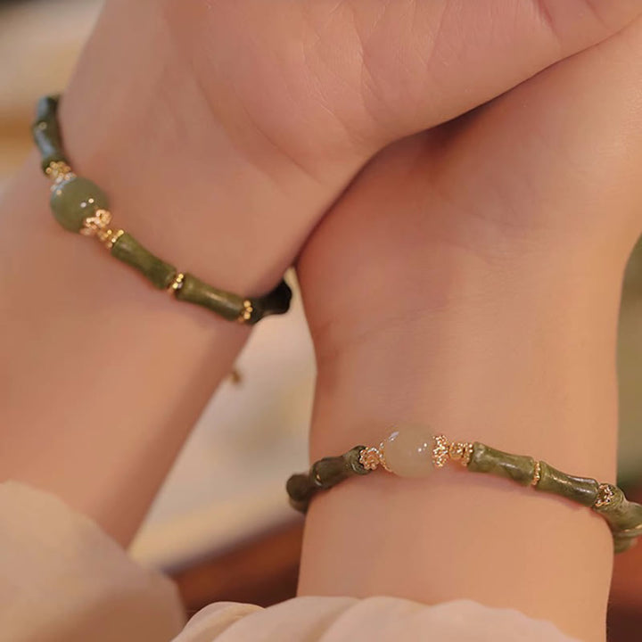 Armband Hetian Jade & Peridot - Bambus