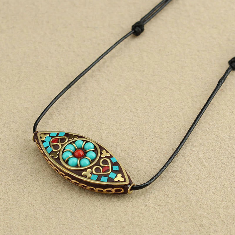Anhänger Kette Türkis Buddha Marquise Schutz tibetisch