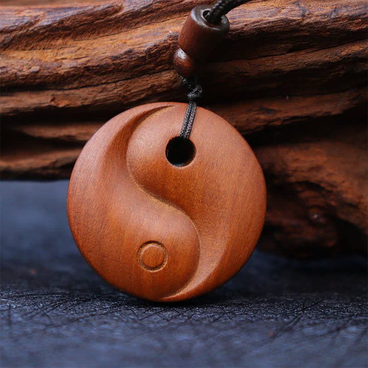 Jujubaholz Yin Yang Anhänger Meditation Kette Harmonie