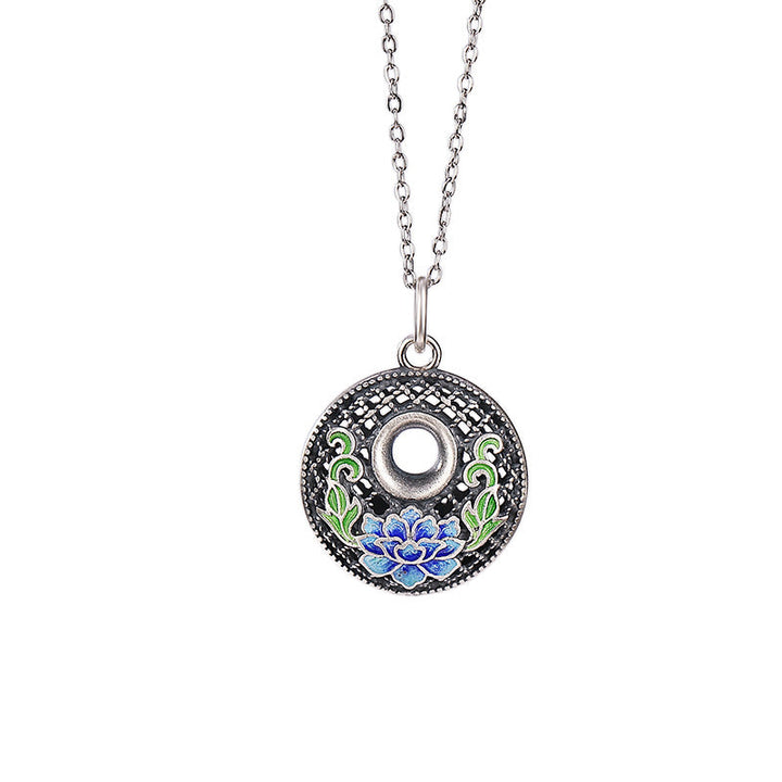 Silber Anhänger Lotus Blüte Wohlstand Symbol Kette