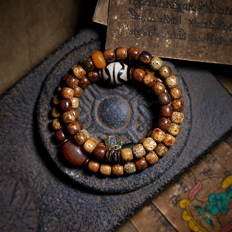 Armband Achat Bodhi – Wohlstand braune Perlen Naturstein elastisch