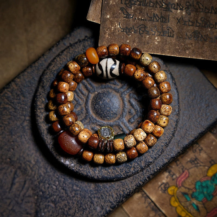 Armband Achat Bodhi – Wohlstand braune Perlen Naturstein elastisch