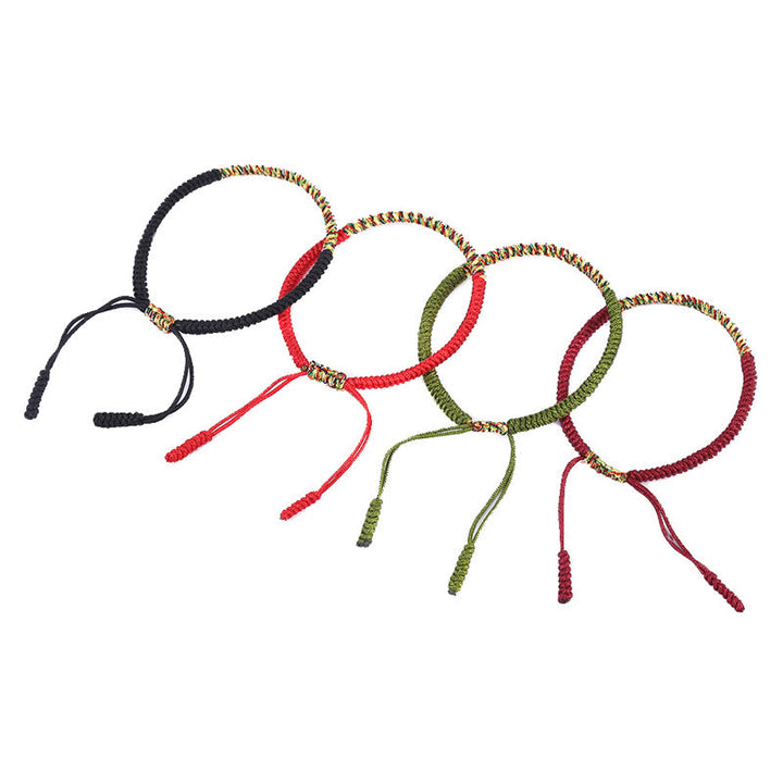 Vier farbige Armbänder – Glück & Stärke elastisch mit Perlen.