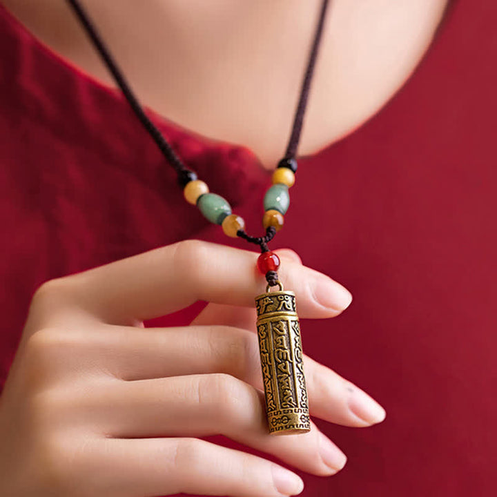 Anhänger Achat Om Mani Padme Hum Schutz Heilung Naturstein Kette