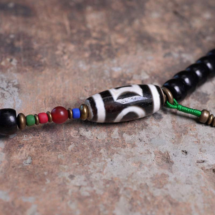Mala Kupfer Ebenholz Balance Armband bunte Perlen Steinschmuck