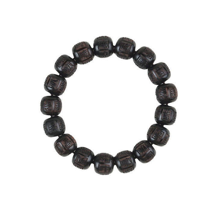 Ebenholz Armband mit Om Mani Padme Hum Perlen Balance schwarz.