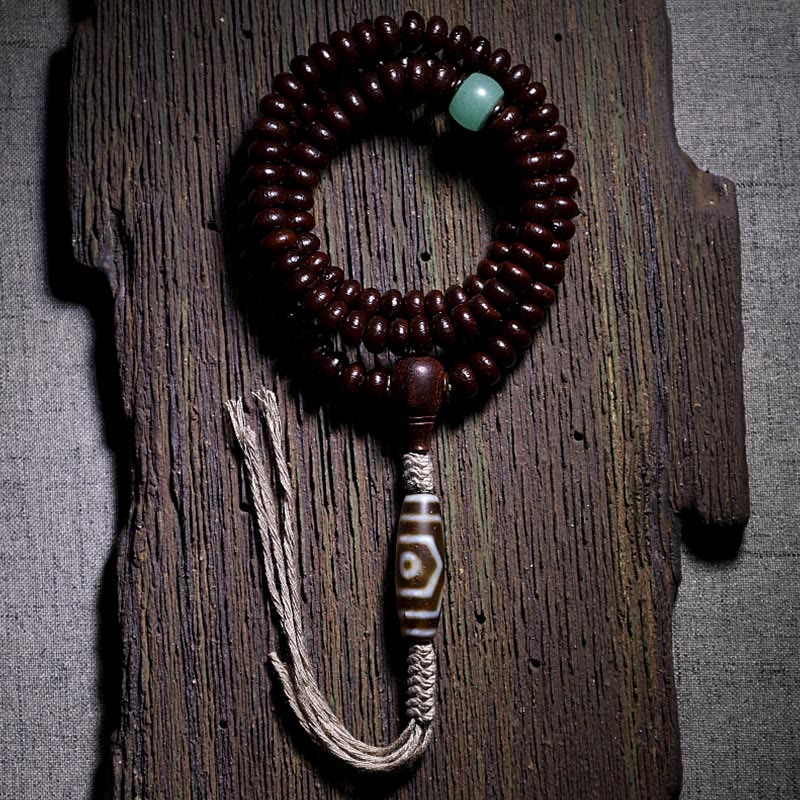 Mala Kupfer Bodhi – Harmonie Armband dunkelbraun grüner Stein Quaste