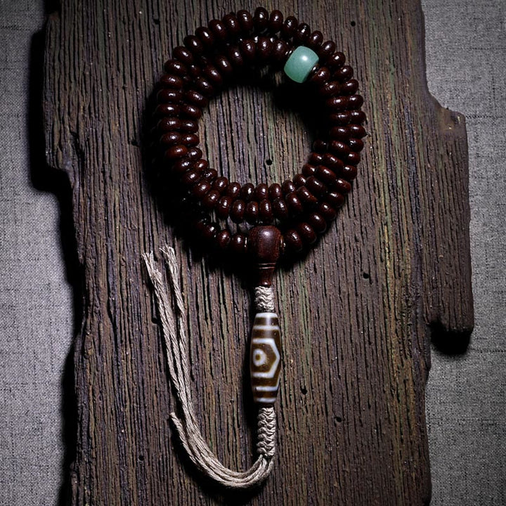 Mala Kupfer Bodhi – Harmonie Armband dunkelbraun grüner Stein Quaste
