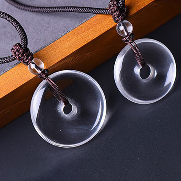Schwarze Obsidian Kette Donut Anhänger Naturstein Buddha Schutz