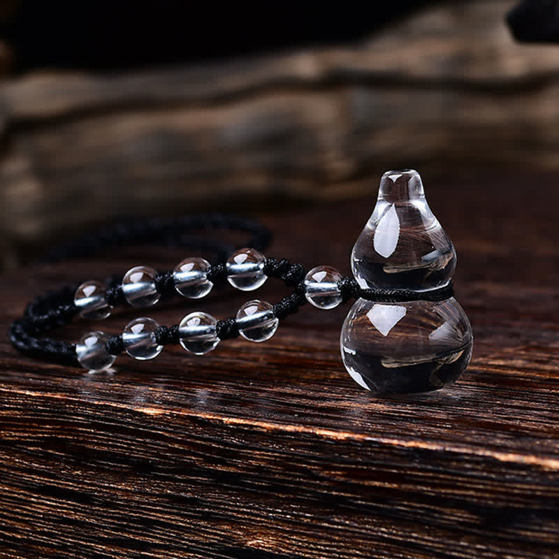 Bergkristall Kette mit Kürbis Anhänger Glasperlen Naturstein Schutz