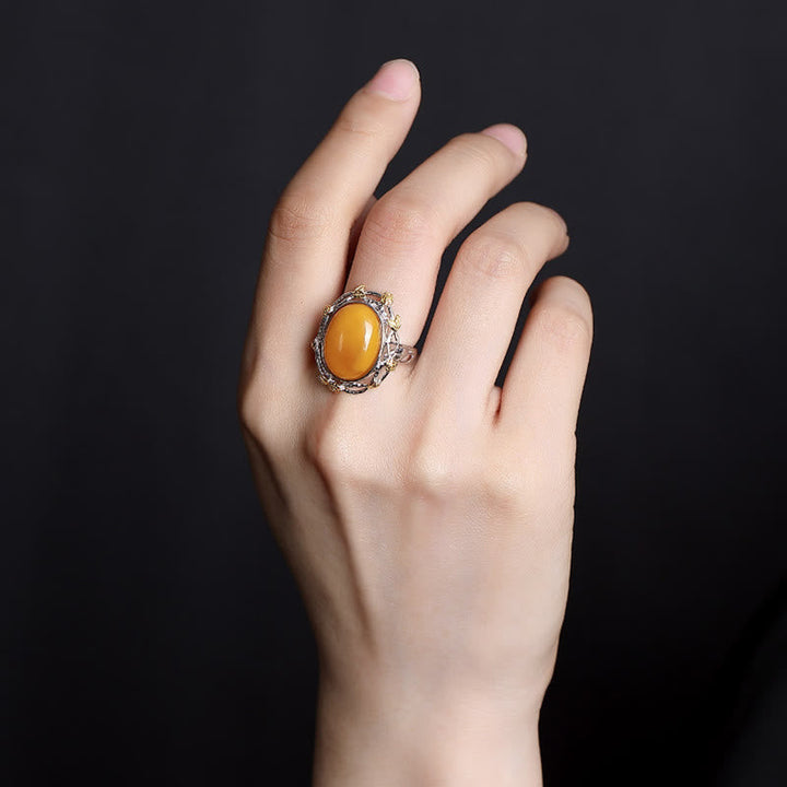 Ring 925 Silber Bernstein – Klarheit an Hand getragen elegant