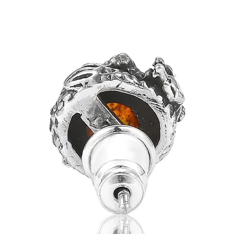 Ohrringe Bernstein Drache Silber Ohrstecker Schmuck spirituell Erfolg Schutz