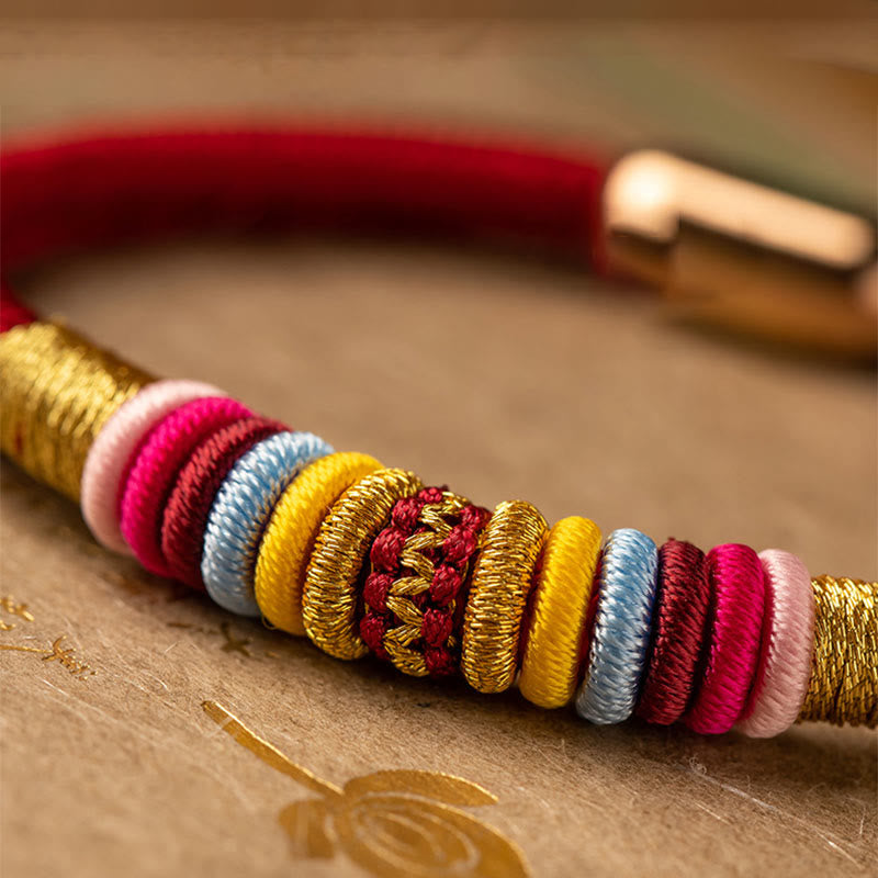 Buntes Armband Magnetisch mit goldenen Wicklungen Naturstein elastisch