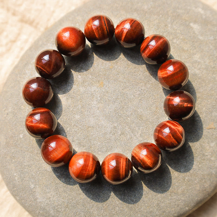 Armband Tigerauge – Heilung & Energie rotes glänzendes Naturstein elastisch