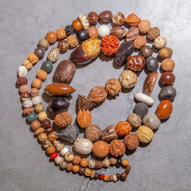 Mala Bodhi Glück Wohlstand Holzperlen Natursteine Schmuckstrang Kunsthandwerk