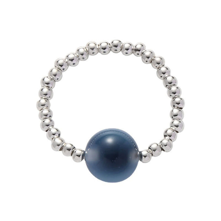 Ring 925 Silber Blauer Achat Heilstein Chakra Glück Schutz