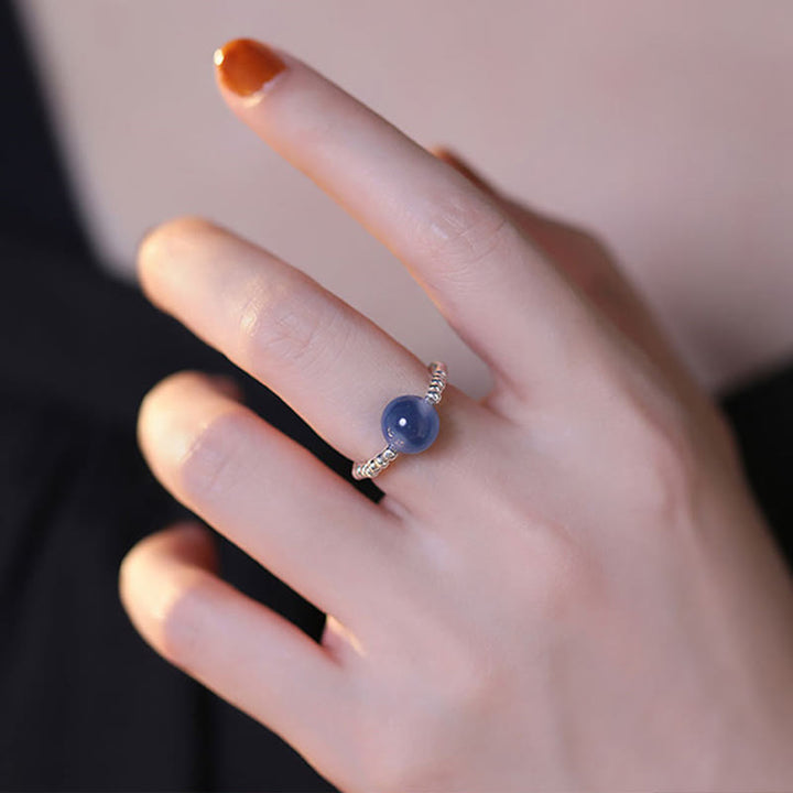 Ring 925 Silber Blauer Achat – Heilung Boho eleganter Schmuck