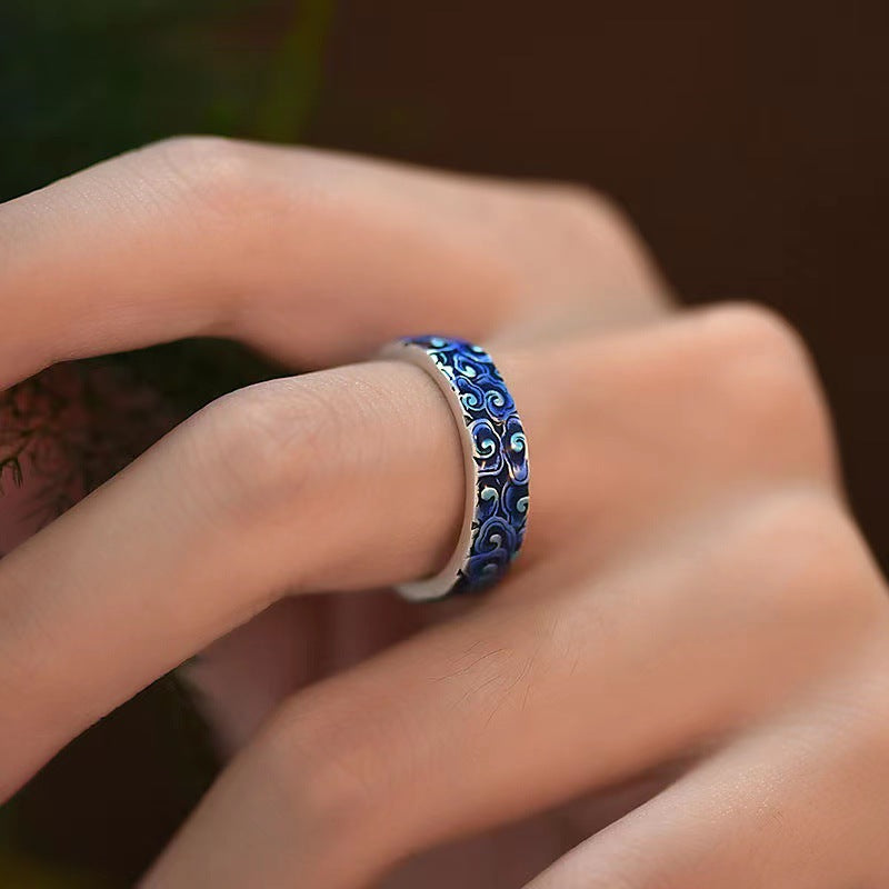 Blauer Achat Ring Glückswolke Heilung Schutz Energie getragen