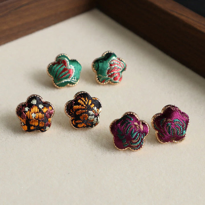 Ohrringe Songbrocade Blume – Balance bestickt bunt Boho Ohrstecker spirituell