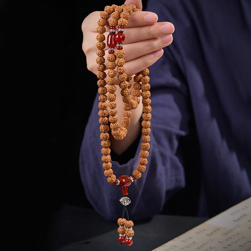 Armband Bodhi-Samen Dzi-Perle – Glück getragen in Hand Mala Schutz