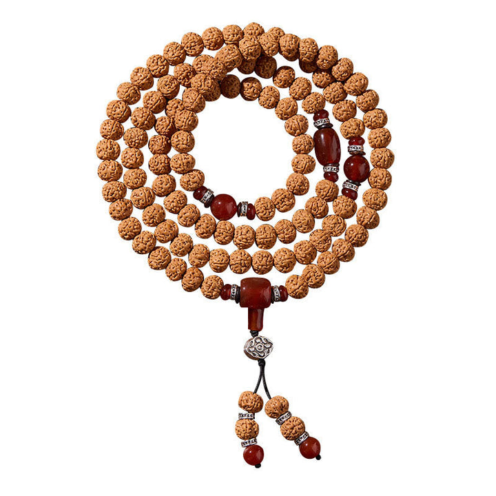Armband Bodhi-Samen Dzi-Perle Glück Mala Achat Silber Buddhistisch Meditation