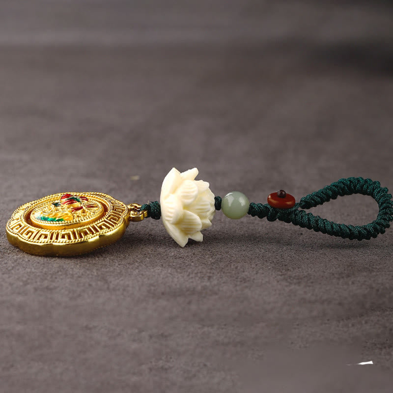 Schlüsselanhänger Bodhi Jade Kupfer – Frieden Lotus Glücksbringer spirituell handgefertigt