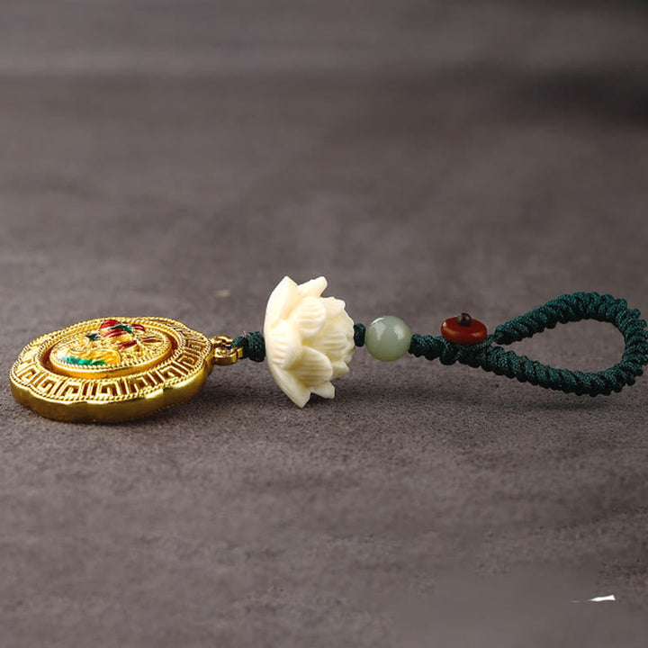 Schlüsselanhänger Bodhi Jade Kupfer – Frieden Lotus Glücksbringer spirituell handgefertigt