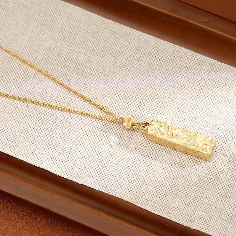 Vergoldete Anhänger Kette Kupfer Buddha Rechteck – Glück elegant