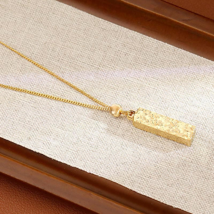 Vergoldete Anhänger Kette Kupfer Buddha Rechteck – Glück elegant