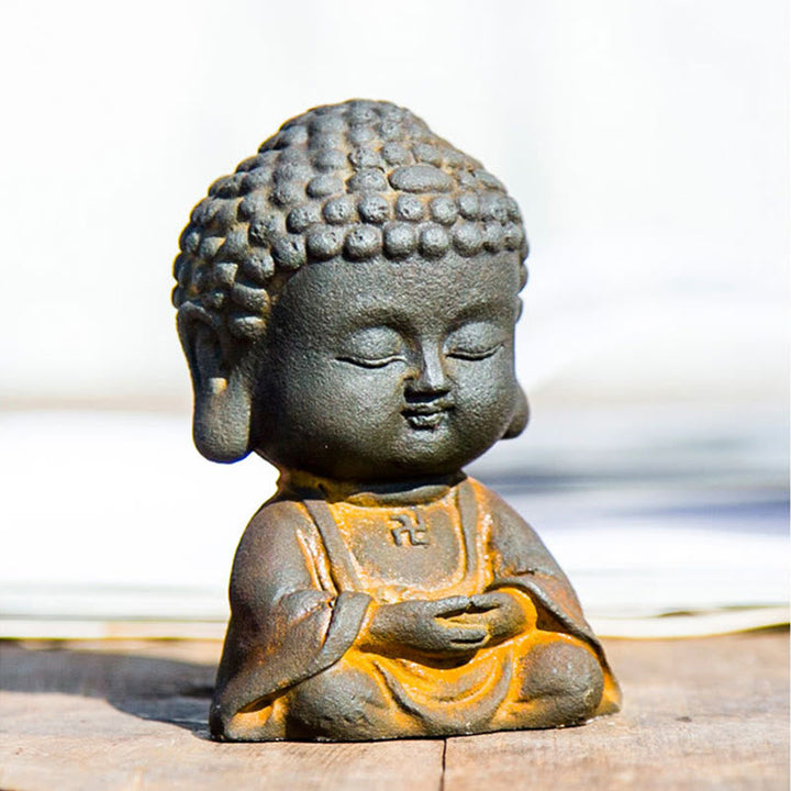 Buddha Meditation Eisen Rost Klein Statue