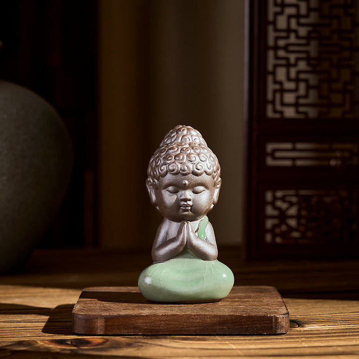 Buddha Meditation Mönch Keramik Gebet Deko