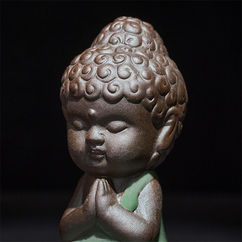 Buddha Meditation Mönch Keramik Gebet Statue