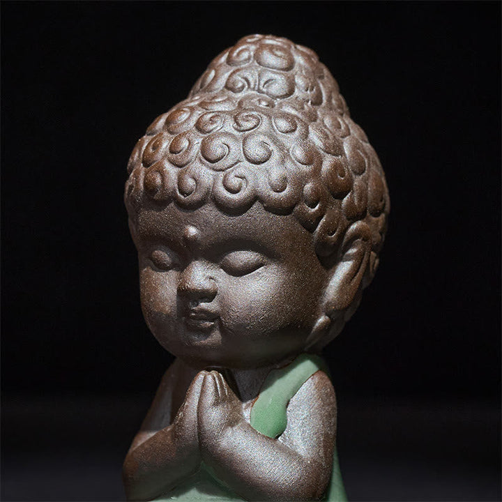 Buddha Meditation Mönch Keramik Gebet Statue