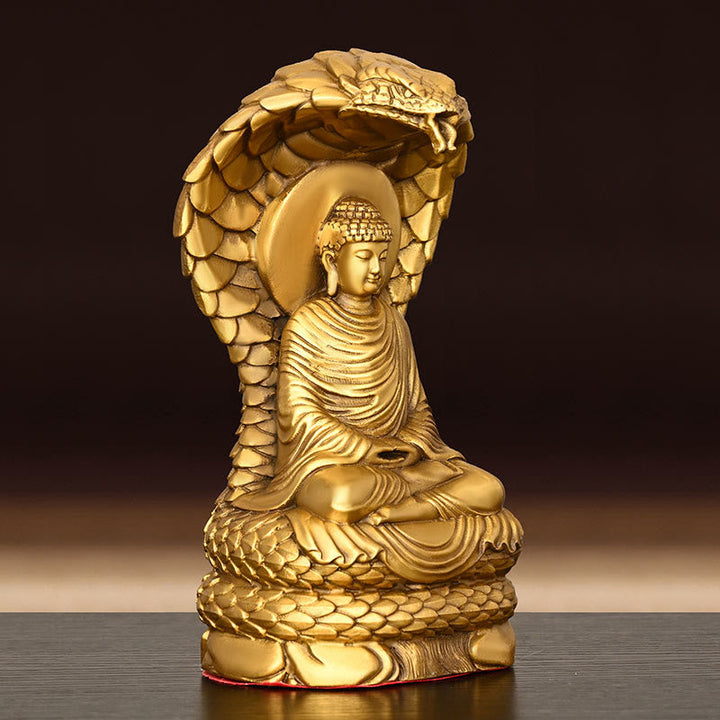 Buddha Shakyamuni Schlange Kupfer Figur Feng Shui