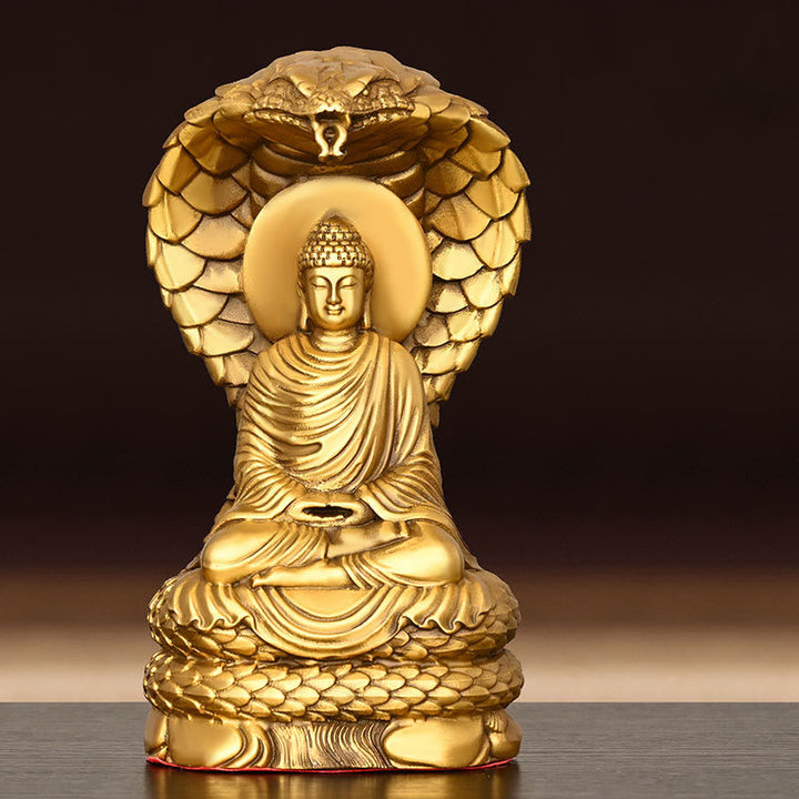 Buddha Shakyamuni Schlange Kupfer Figur Geschenk