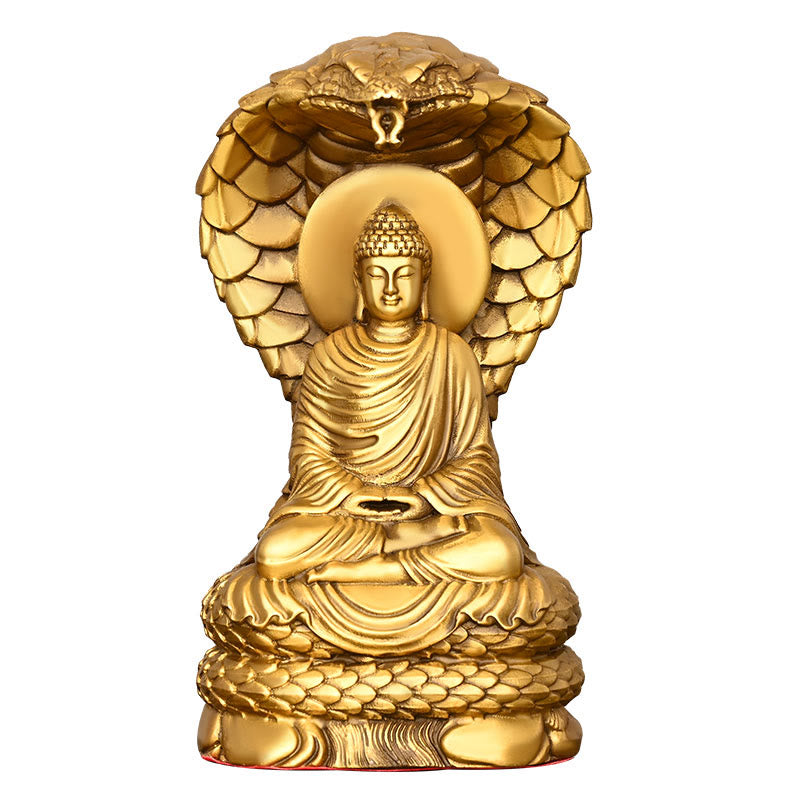 Buddha Shakyamuni Schlange Kupfer Figur Statue