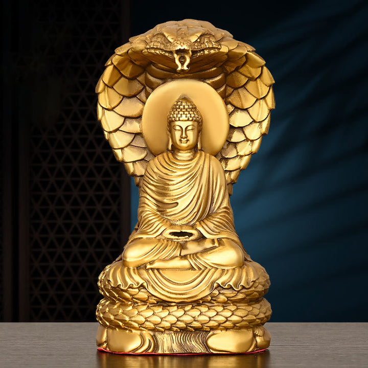 Buddha Shakyamuni Schlange Kupfer Figur