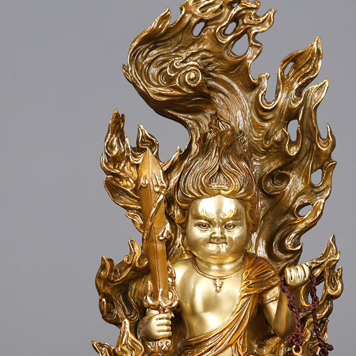 Buddha Statue Acalanatha Kupfer Serenität Wohnzimmer