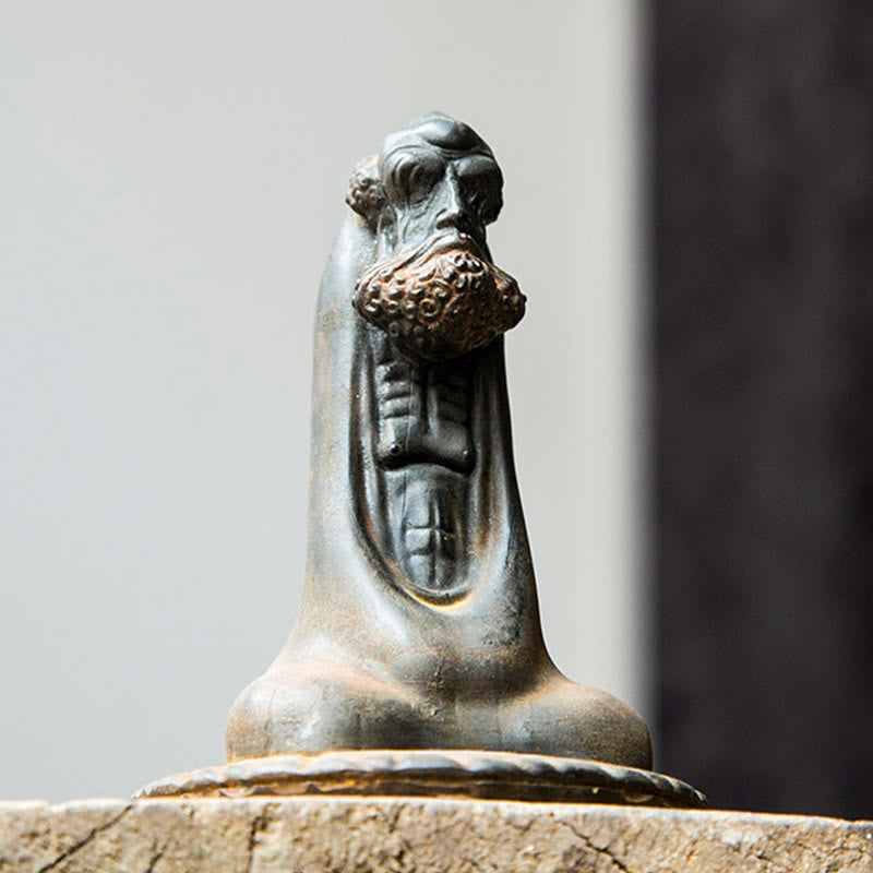 Buddha Statue Bodhidharma Eisen Rost Wohnzimmer