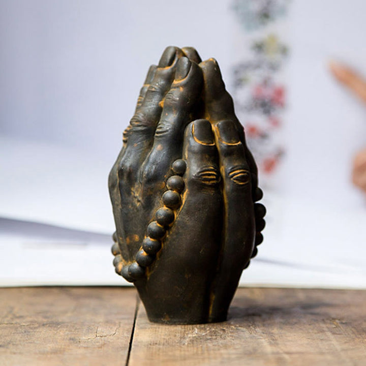 Buddha Statue Hand Namaste Rost Deko
