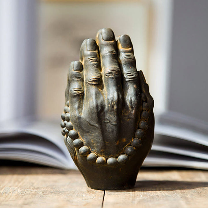Buddha Statue Hand Namaste Rost Feng Shui