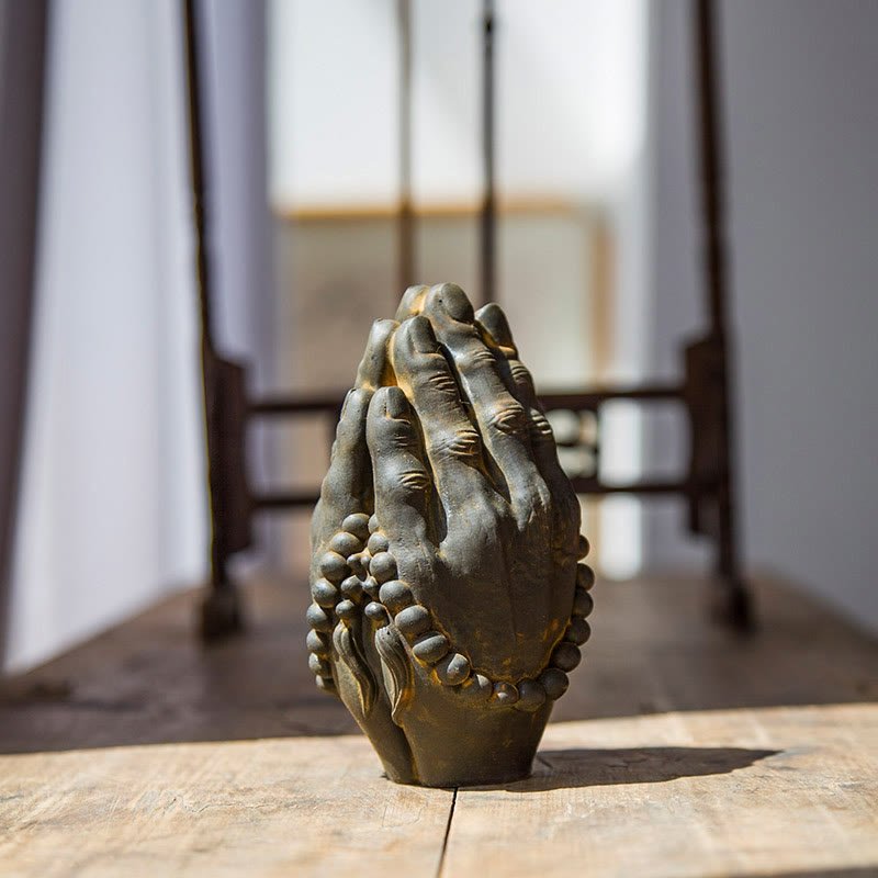 Buddha Statue Hand Namaste Rost Wohnzimmer